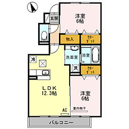 雅　Miyabi　N 1階2LDKの間取り