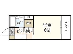 第2コーポふるや 1Kの間取図画像