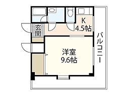 ピアチェーレ皆実 1Kの間取図画像