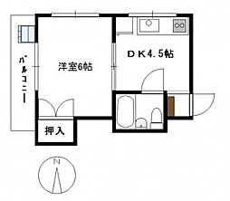 大方マンション 1DKの間取図画像