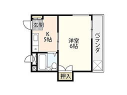 高津ビル 1Kの間取図画像