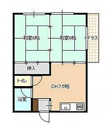 玉代マンション 2DKの間取図画像