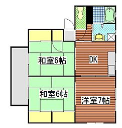 グロリー岡本 3DKの間取図画像