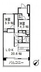 藤和緑井ハイタウン 2LDKの間取図画像