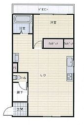 山田ビル 1LDKの間取図画像