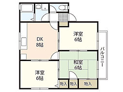 セジュール相田A 3DKの間取図画像