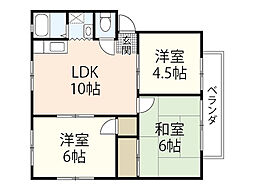 サンシティ石亀 3LDKの間取図画像