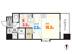 プレジールジョイ西原 1Kの間取図画像