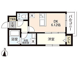 アプロウズ府中町浜田 1DKの間取図画像