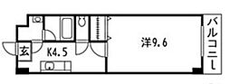 ピアチェーレ皆実 1Kの間取図画像