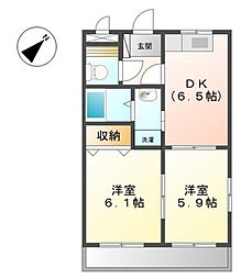 ボヌール・プリエ 2DKの間取図画像