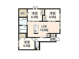(仮称)東区牛田新町1丁目へーベルメゾン 3LDKの間取図画像