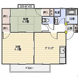 サンライズ矢賀A 2DKの間取図画像