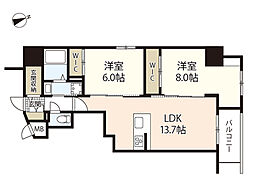 S-RESIDENCE富士見町aglitter 2LDKの間取図画像