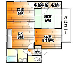 セジュール加美D 3DKの間取図画像