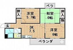 上野ビル 3DKの間取図画像