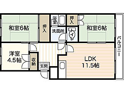 コーポ中尾 3LDKの間取図画像