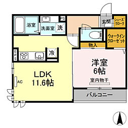 ブルーム宮の町 1LDKの間取図画像