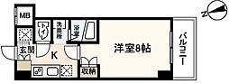 パレグレース中筋 1Kの間取図画像