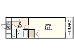 ウイル緑井 1Kの間取図画像