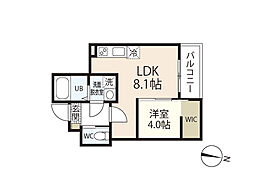 MOVE楽々園NEO 1LDKの間取図画像