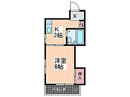 小田房ビル 1Kの間取図画像