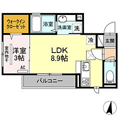 セジュール広島萬象園 1LDKの間取図画像