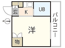 コーポ中広 1Kの間取図画像