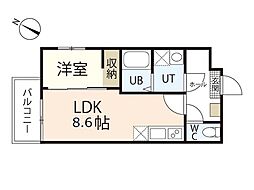 フリートフォルヴィラ古江新町A 1LDKの間取図画像