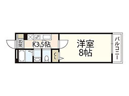 LUNA矢賀新町 1Kの間取図画像