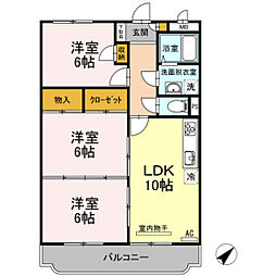 パストラル中郷原 3LDKの間取図画像