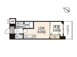 S-RESIDENCE広島駅enable 1LDKの間取図画像