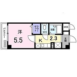 ミニョン中央 1Kの間取図画像