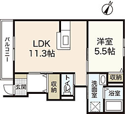 メゾンK・H 1LDKの間取図画像
