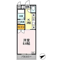 ピンフィール一番館 1Kの間取図画像