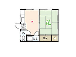 高谷アパート 1DKの間取図画像