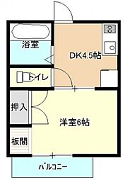 セジュール湖南 1DKの間取図画像