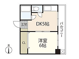 ウィンディア富士見町2番館 1DKの間取図画像