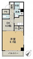 ウエセン幟町 1Kの間取図画像