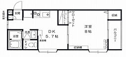 ポールスター高田 1DKの間取図画像