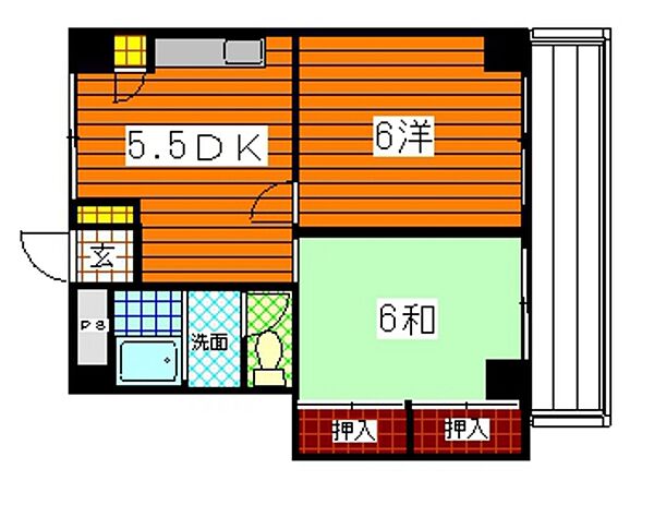 広島県広島市南区比治山町(賃貸マンション2DK・5階・48.78㎡)の写真 その2