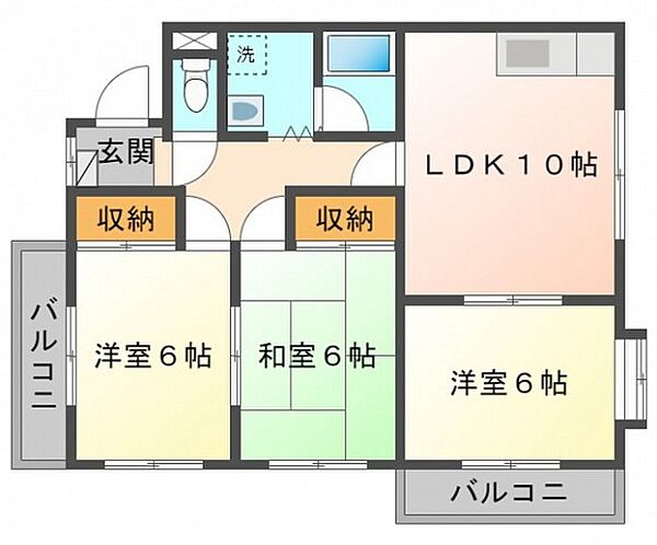 メゾン沖栄 ｜広島県広島市東区戸坂数甲1丁目(賃貸マンション3LDK・2階・62.00㎡)の写真 その2