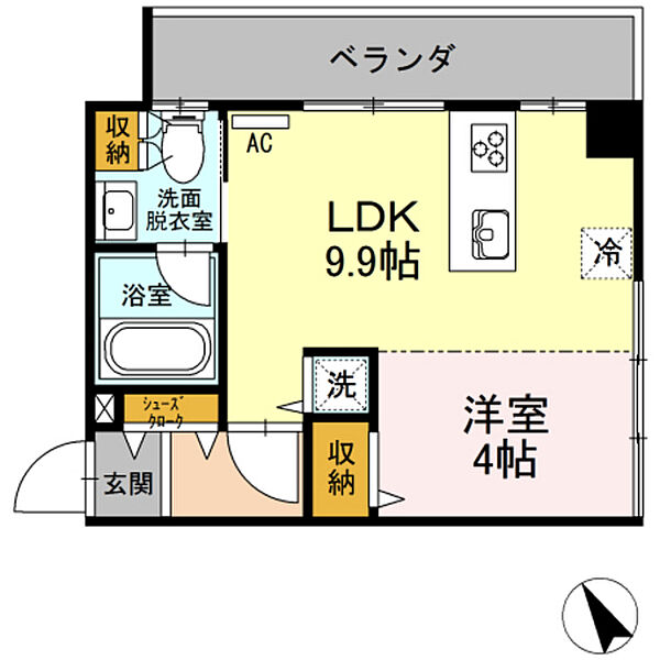 HOUSE　TAGAWA ｜広島県広島市中区白島九軒町(賃貸マンション1LDK・2階・32.50㎡)の写真 その2