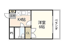 世良ビル 1Kの間取図画像