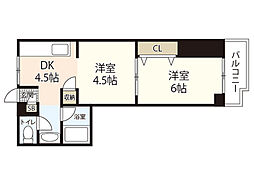 舟入安本ビル 2DKの間取図画像