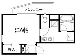K1ハイム東雲 6階1Kの間取り
