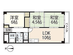 城北マンション 6階3LDKの間取り
