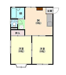 セイコウアパートメンツ洋光台 2DKの間取図画像