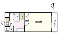 パームヒルズハラダ 1Kの間取図画像
