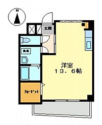 ヴィラ・プライム 3階ワンルームの間取り